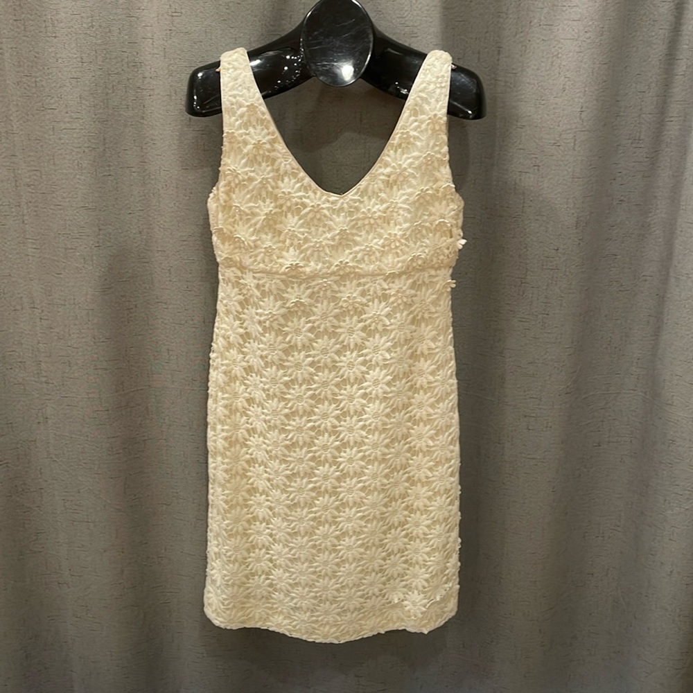 Kate Spade Wedding Belles 3D Beaded Flower Lace Dress Size 8 Soft White Cream